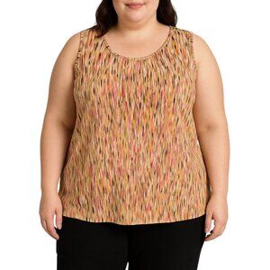 JMS Easy Dressing Sunset Print Flowy Lightweight Sleeveless Top Plus Size 2X
